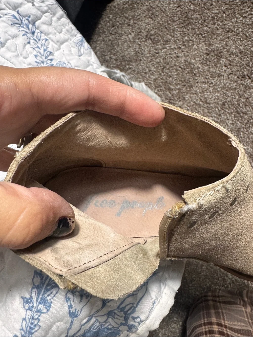 Free People Beige Suede Ankle Booties